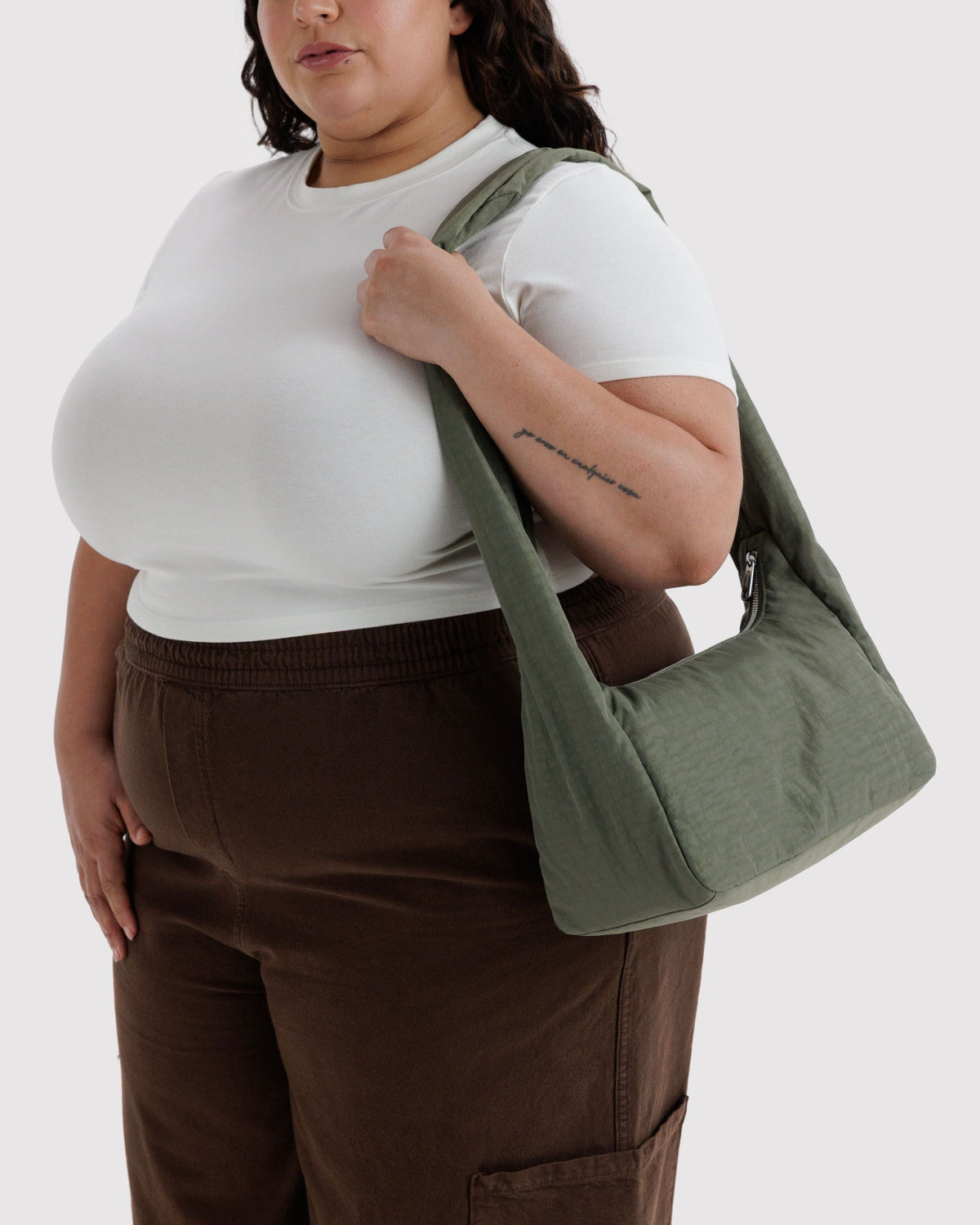 Nylon Meringue Bag in Caper for Comfortable Crossbody Style