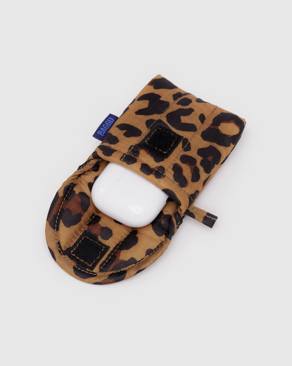 Puffy Earbuds Case in Leopard for Lightweight Device Storage