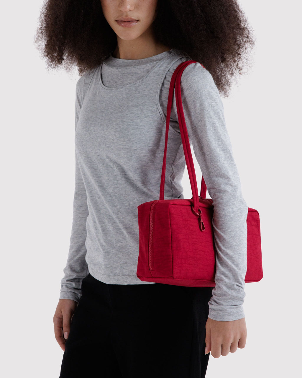 Nylon Bowler Bag in Cherry for Comfortable Crossbody Style