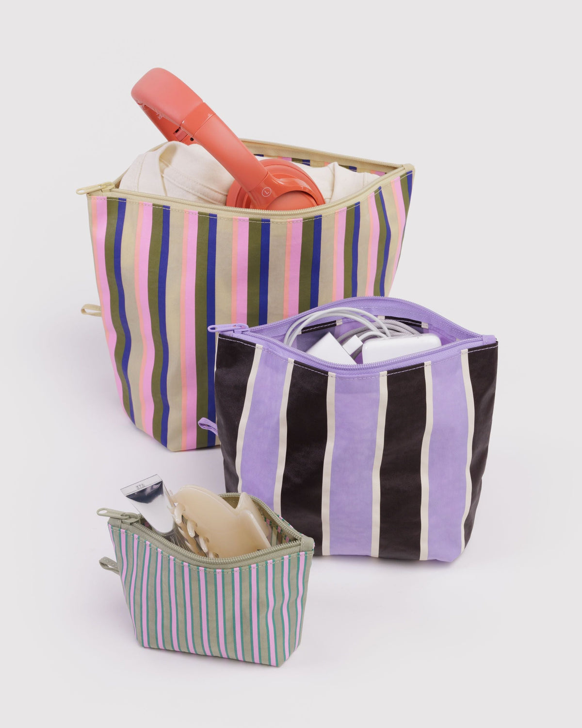 Go Pouch Set in Candy Shop Stripes for Practical Everyday Organizer