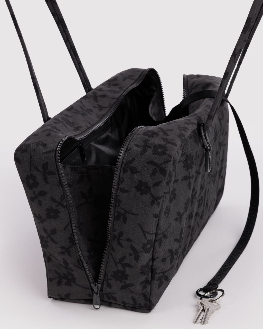 Medium Nylon Bowler Bag in Charcoal Ditsy Floral - Practical Use