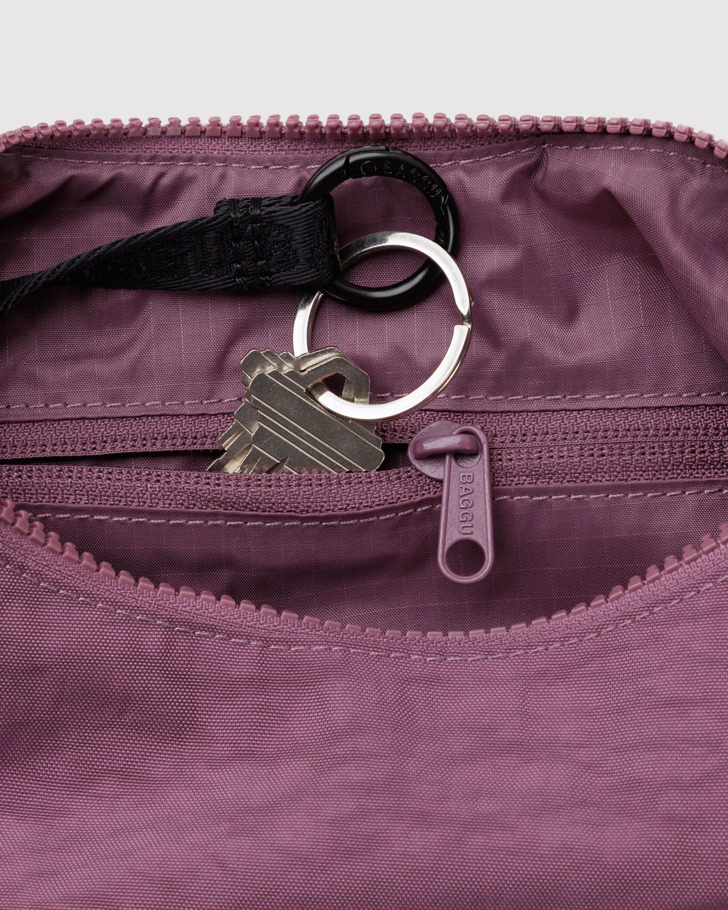 Small Nylon Crescent Bag in Wild Plum for Comfortable Crossbody Style