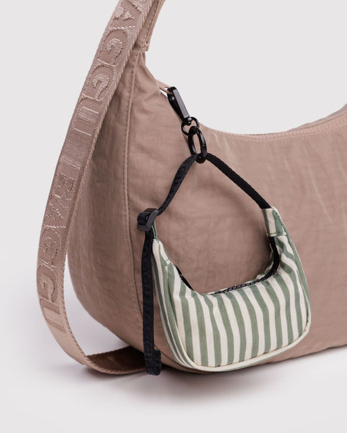 Crescent Bag Charm in Sage Stripe for Fun Personal Accent