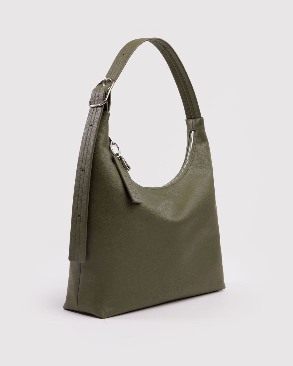Recycled Leather Shoulder Bag in Loden for Comfortable Crossbody Style