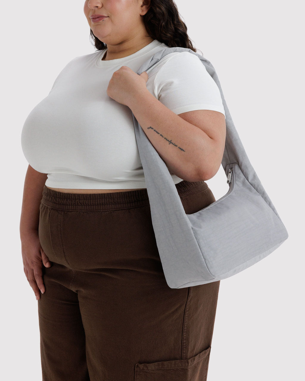 Nylon Meringue Bag in Fog for Comfortable Crossbody Style