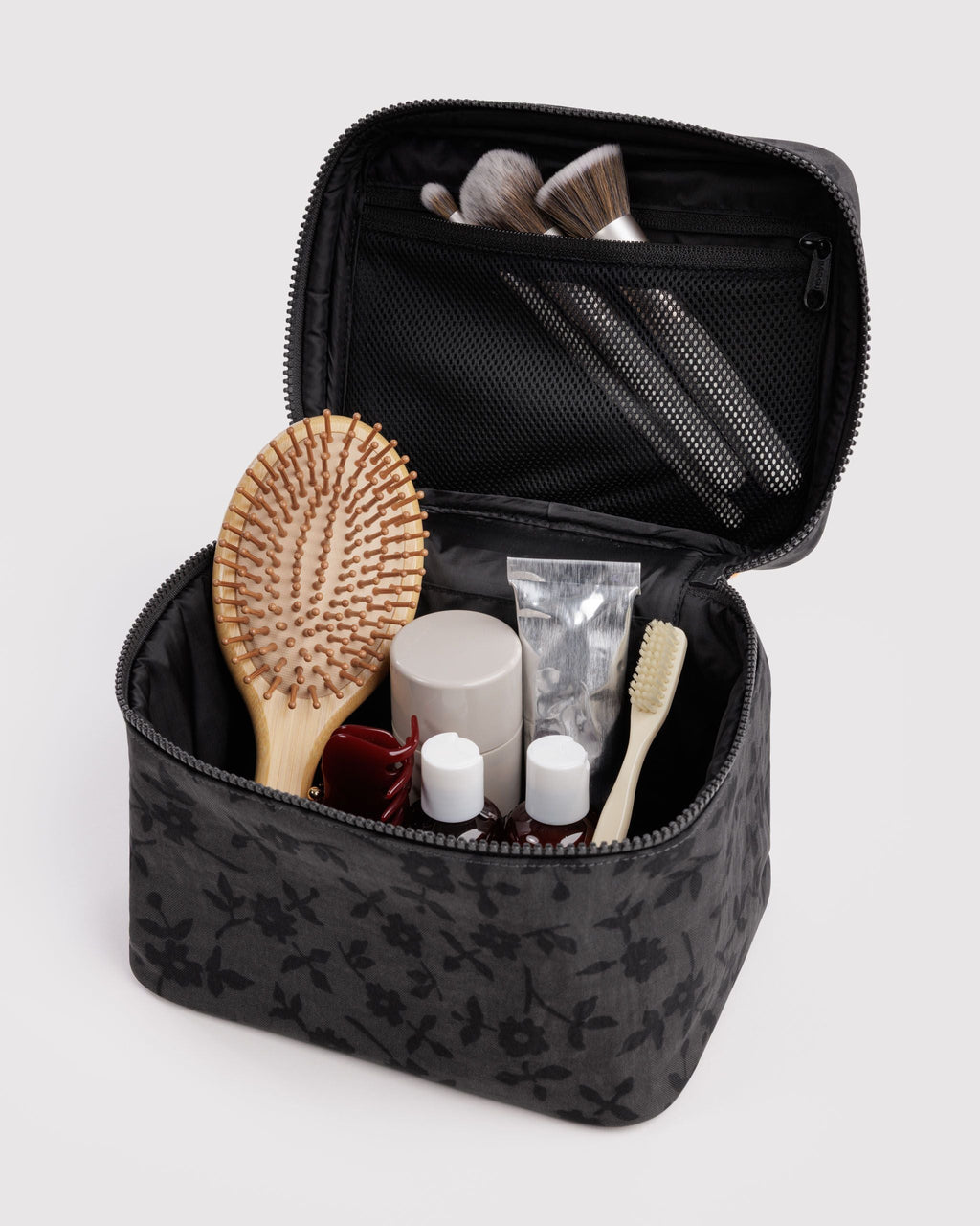 Large Cosmetic Case in Charcoal Ditsy Floral - Practical Use