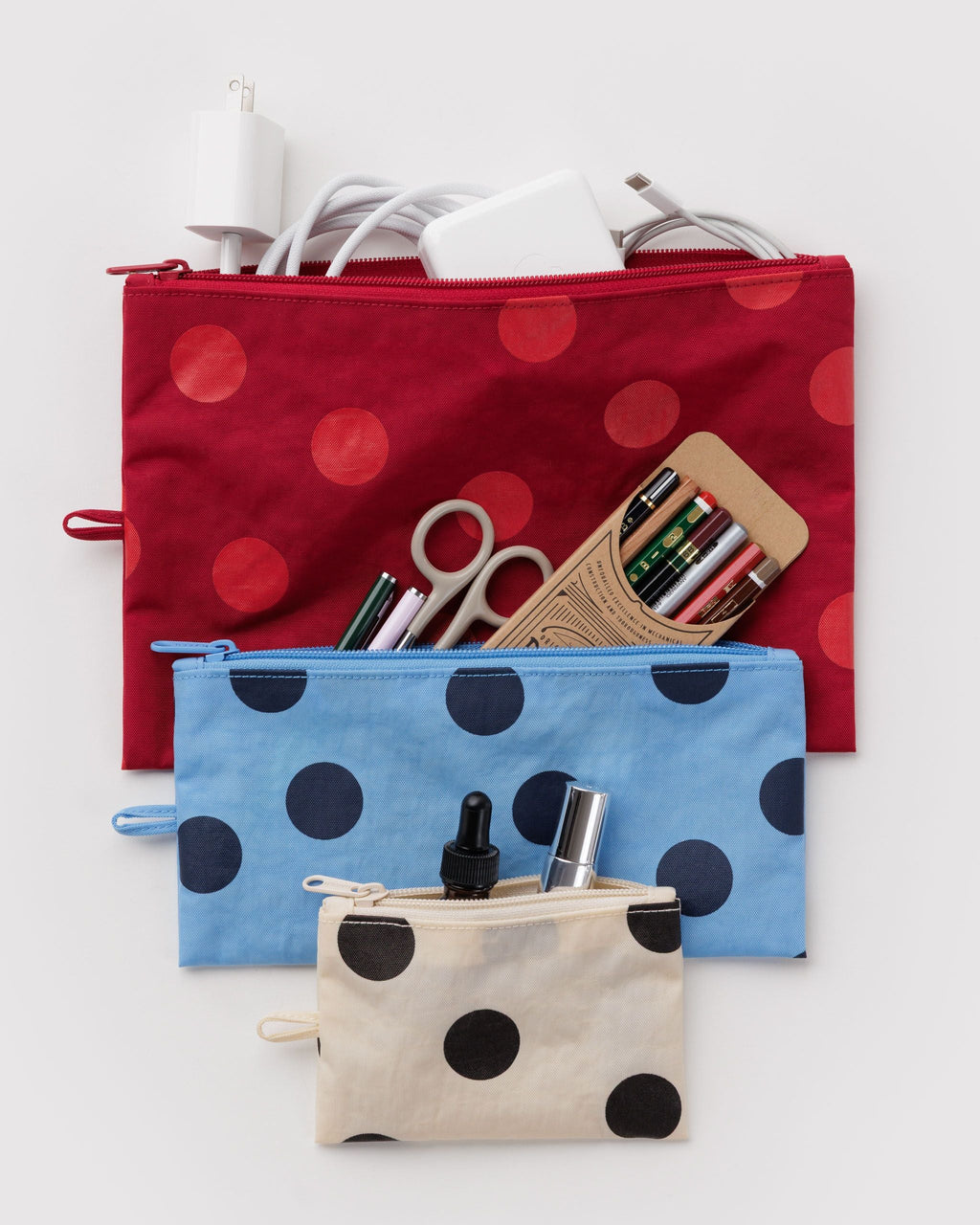 Flat Pouch Set in Polka Dot Mix for Practical Everyday Organizer