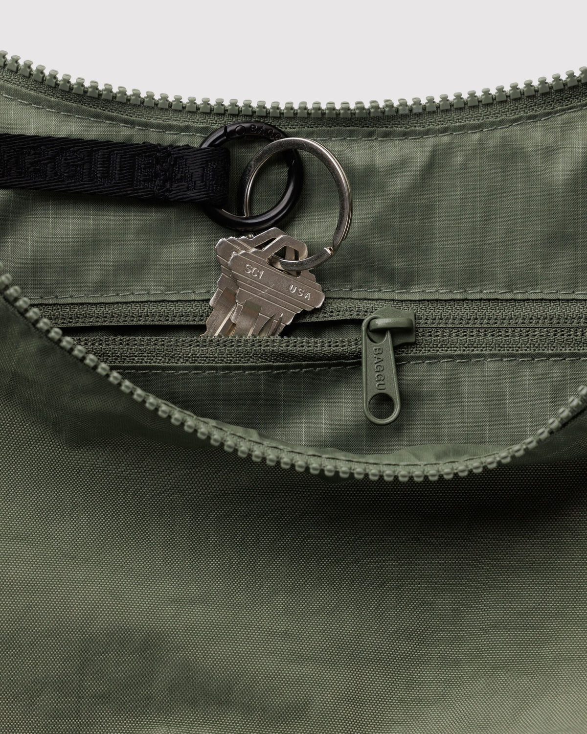 Medium Nylon Crescent Bag in Caper for Comfortable Crossbody Style