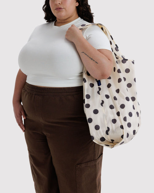 Big Baggu in Cream and Black Polka Dot for Colorful Daily Shopping
