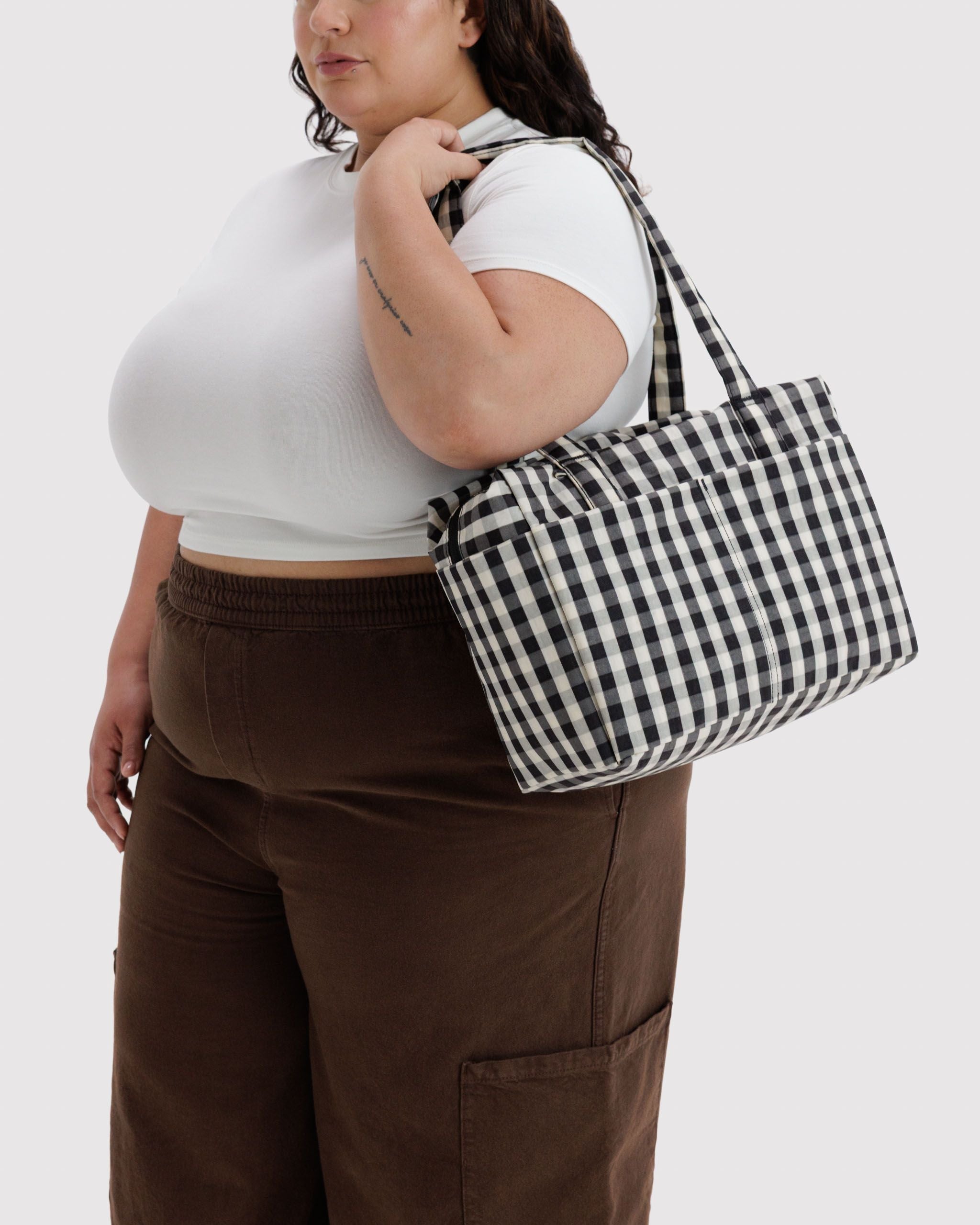 Everyday Cloud Bag in Black and Cream Gingham - Practical Use