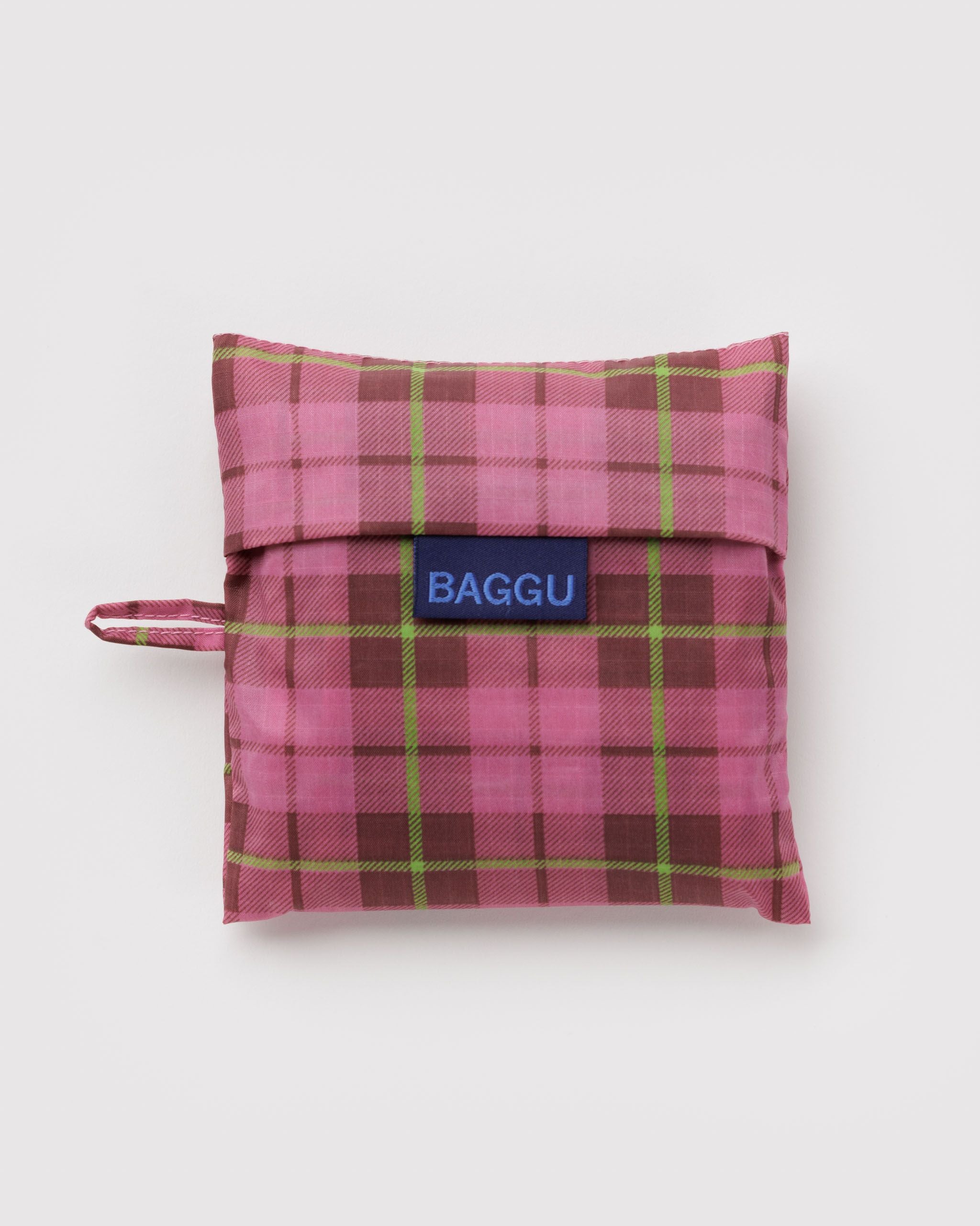 Standard Baggu in Azalea Pink Tartan for Colorful Daily Shopping