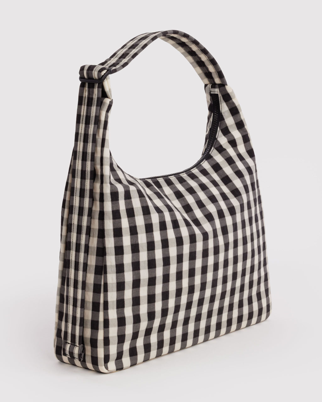 Nylon Shoulder Bag in Black and Cream Gingham - Practical Use