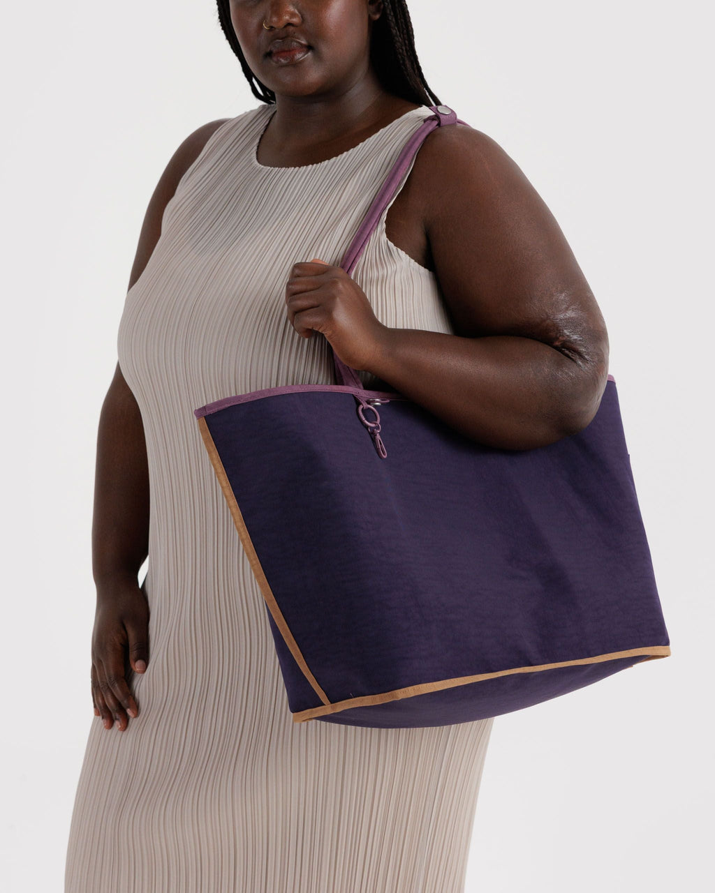 Large Nylon Reversible Tote in Wild Plum Mix for Spacious Casual Carry