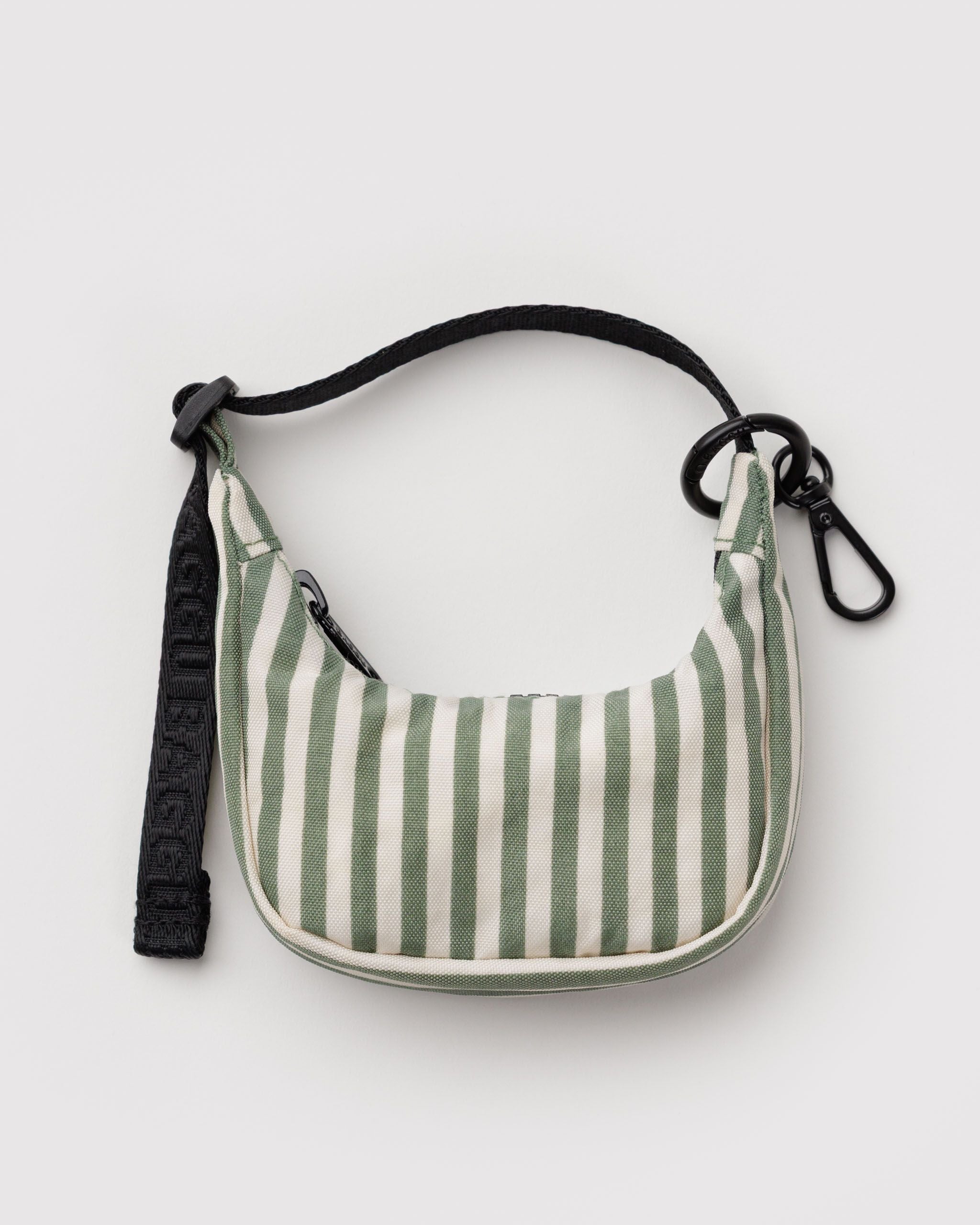 Crescent Bag Charm - Sage Stripe