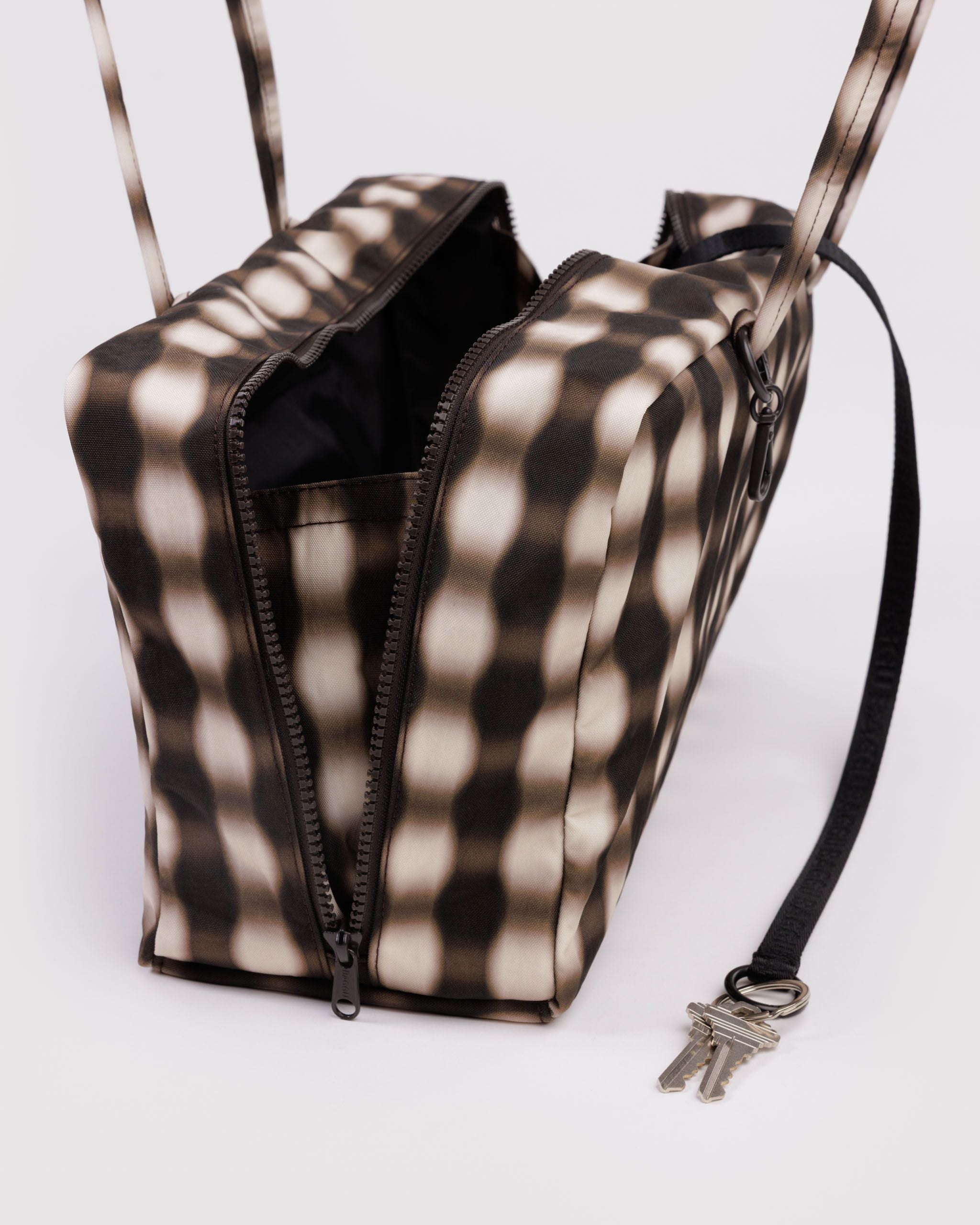 Medium Nylon Bowler Bag - Sale in Blurred Gingham Brow - Practical Use