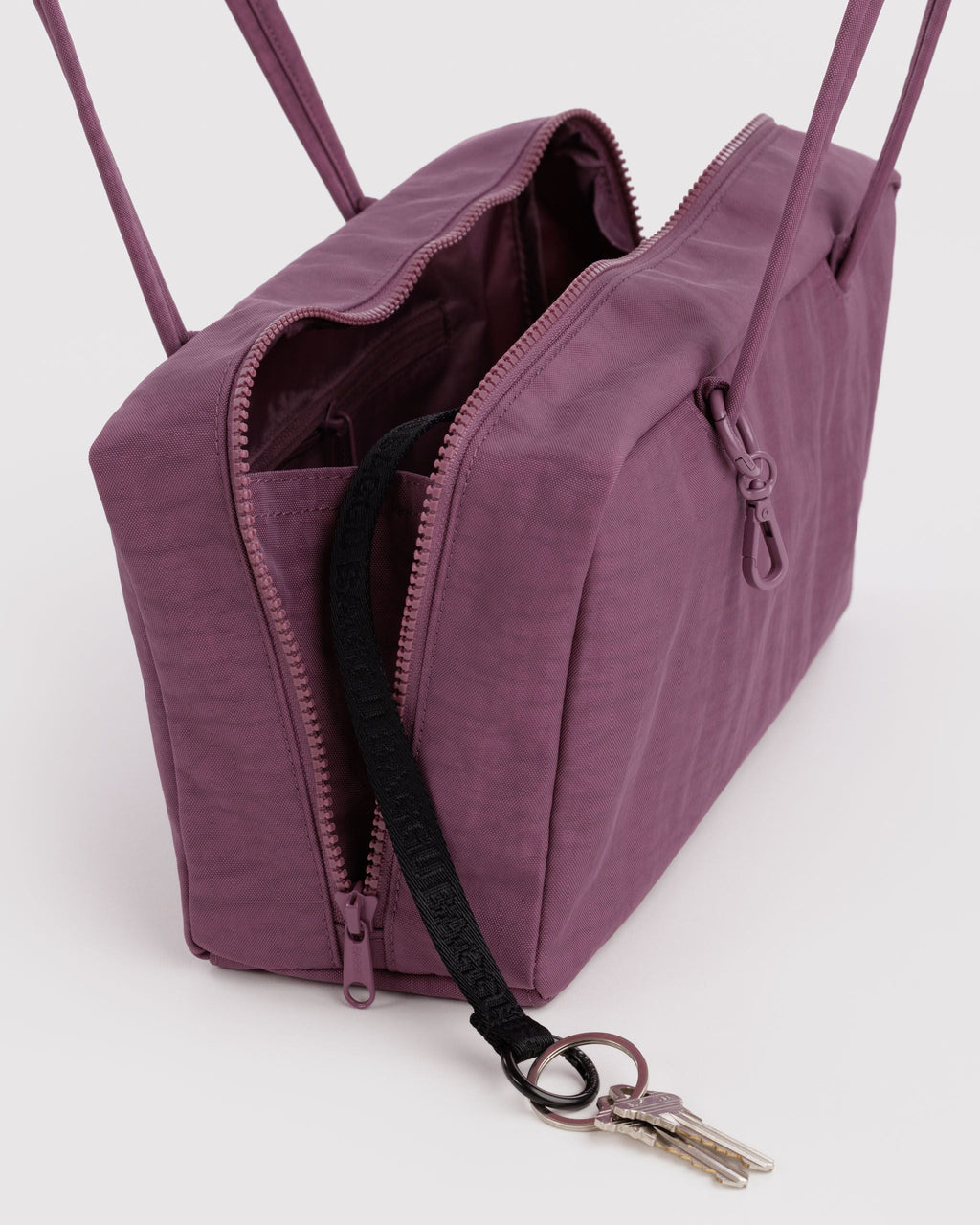 Nylon Bowler Bag in Wild Plum for Comfortable Crossbody Style