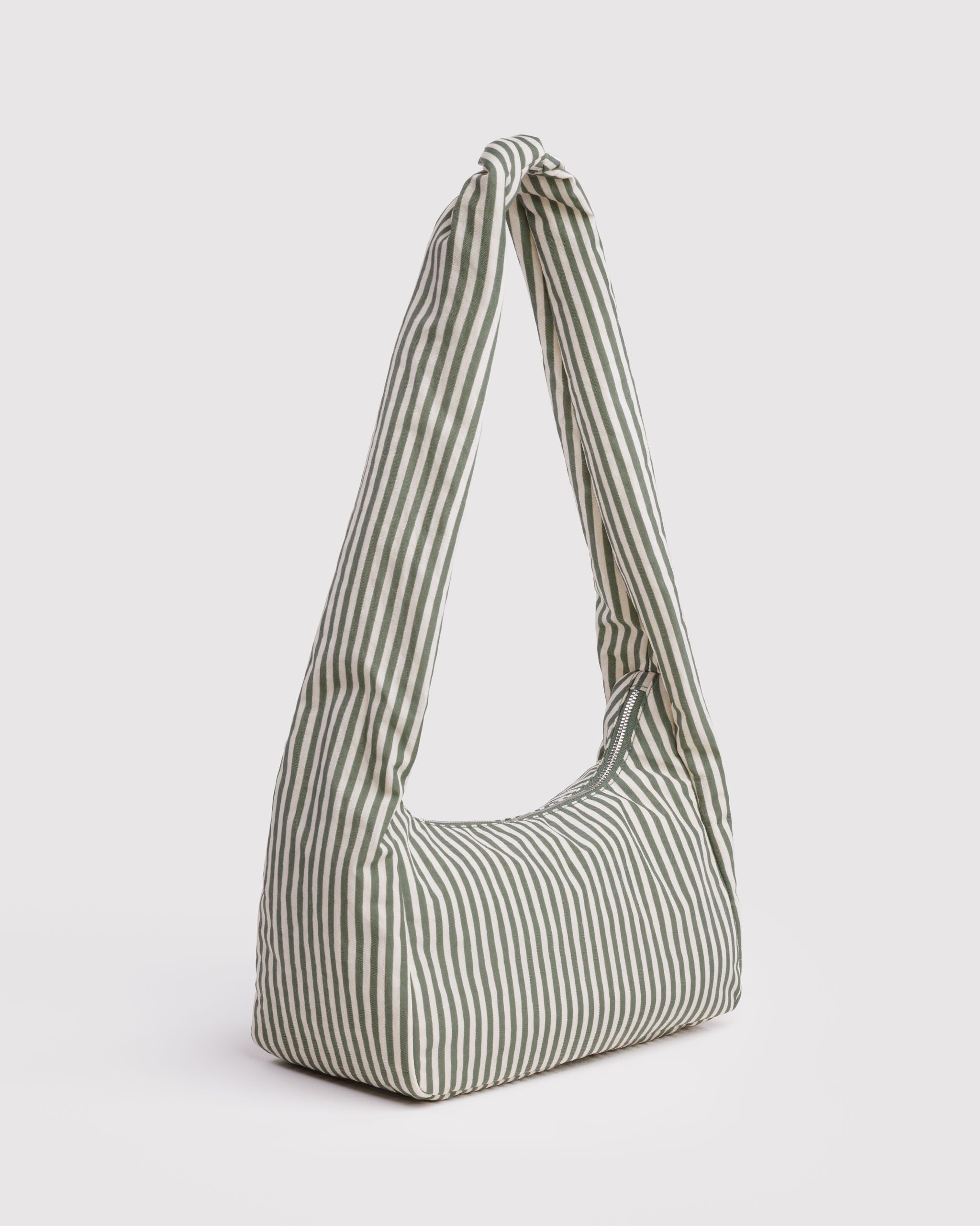 Nylon Meringue Bag in Sage Stripe for Comfortable Crossbody Style