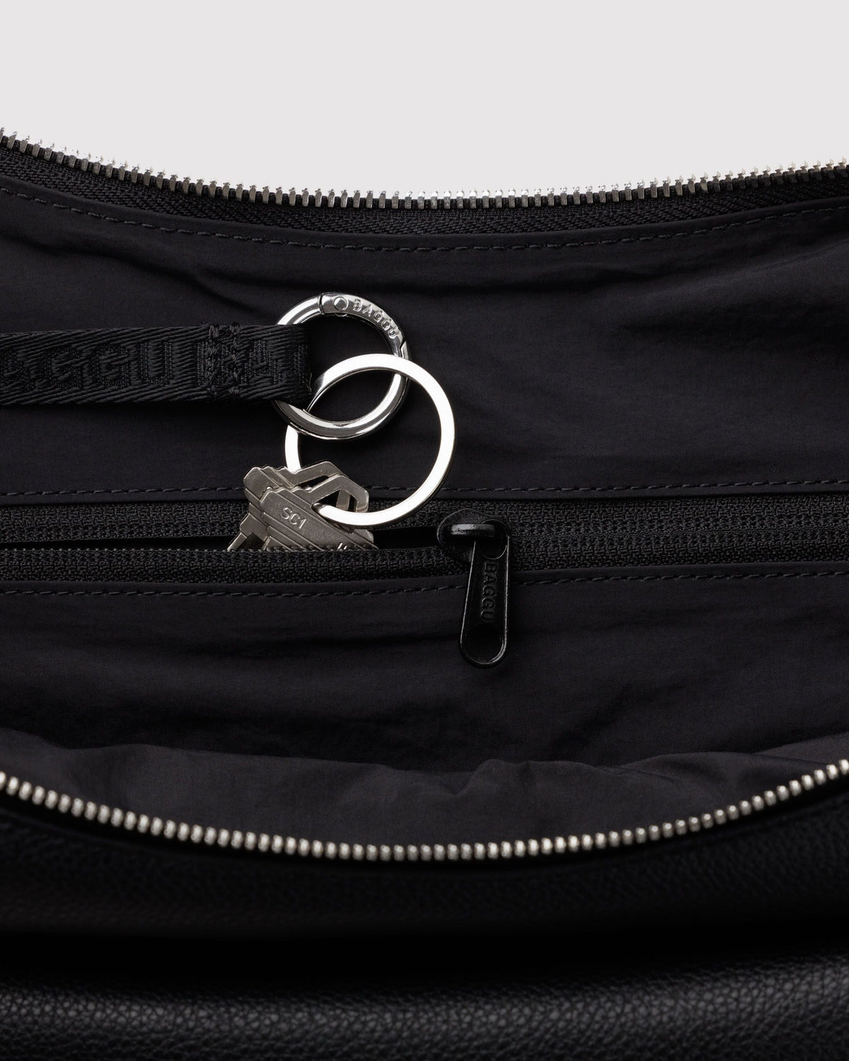 Medium Recycled Leather Flat Crescent in Black for Easy Everyday Style