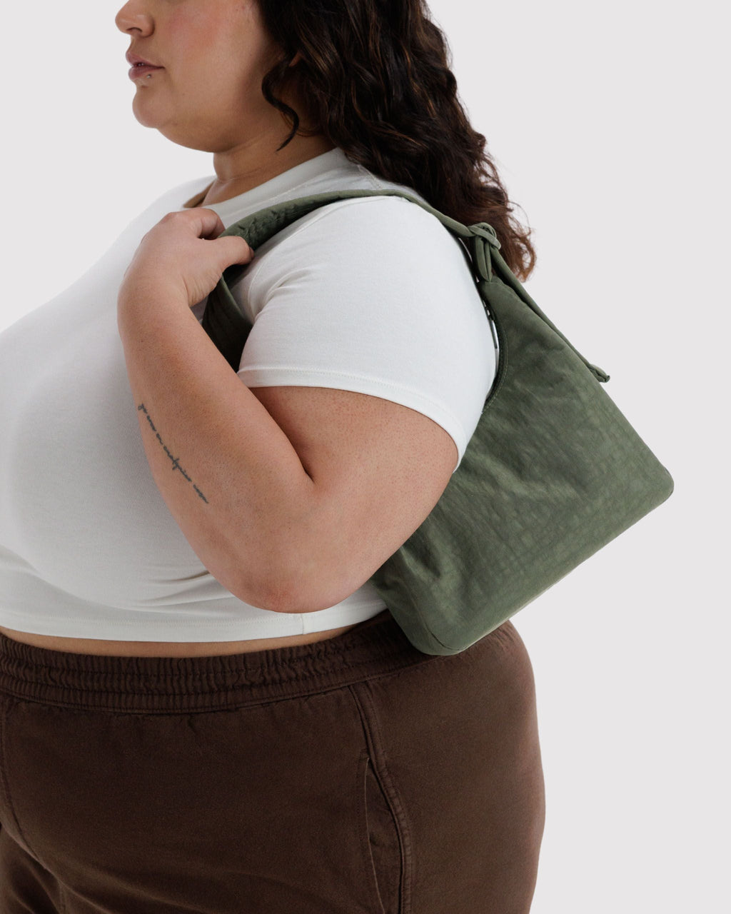Mini Nylon Shoulder Bag in Caper for Comfortable Crossbody Style