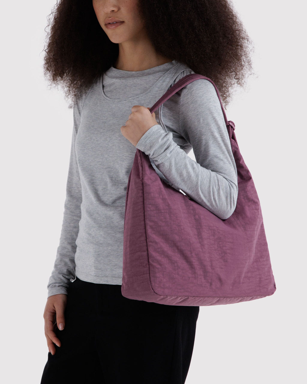 Nylon Shoulder Bag in Wild Plum for Comfortable Crossbody Style