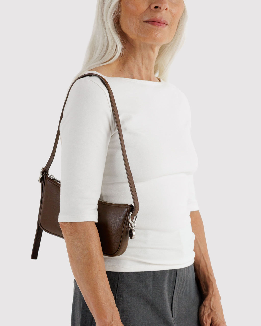 Recycled Leather Pochette in Brown for Comfortable Crossbody Style