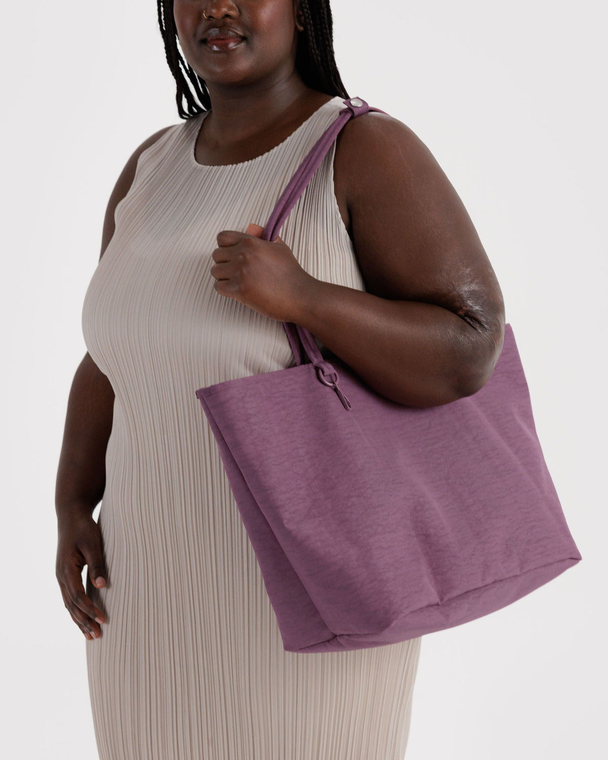 Large Nylon Reversible Tote in Wild Plum Mix for Spacious Casual Carry