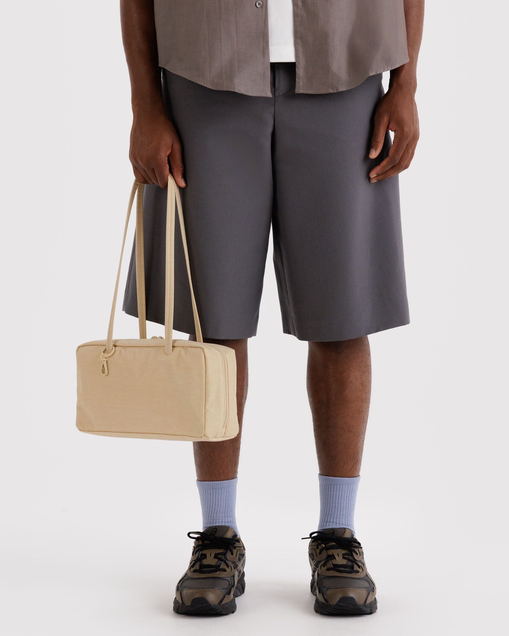 Nylon Bowler Bag in Custard for Comfortable Crossbody Style