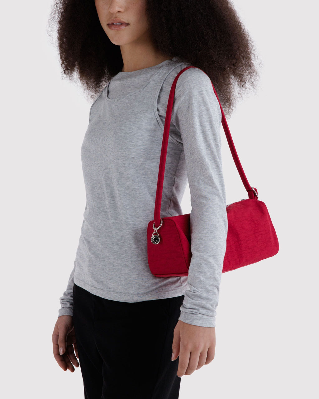 Nylon Loaf Bag in Cherry for Comfortable Crossbody Style