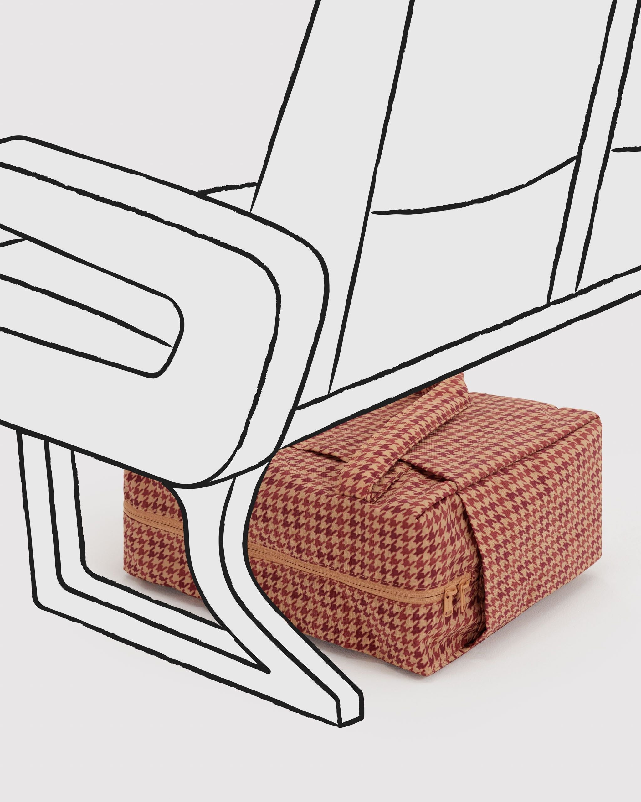Small Cloud Carry-On in Tan Houndstooth for Flexible Weekend Travel