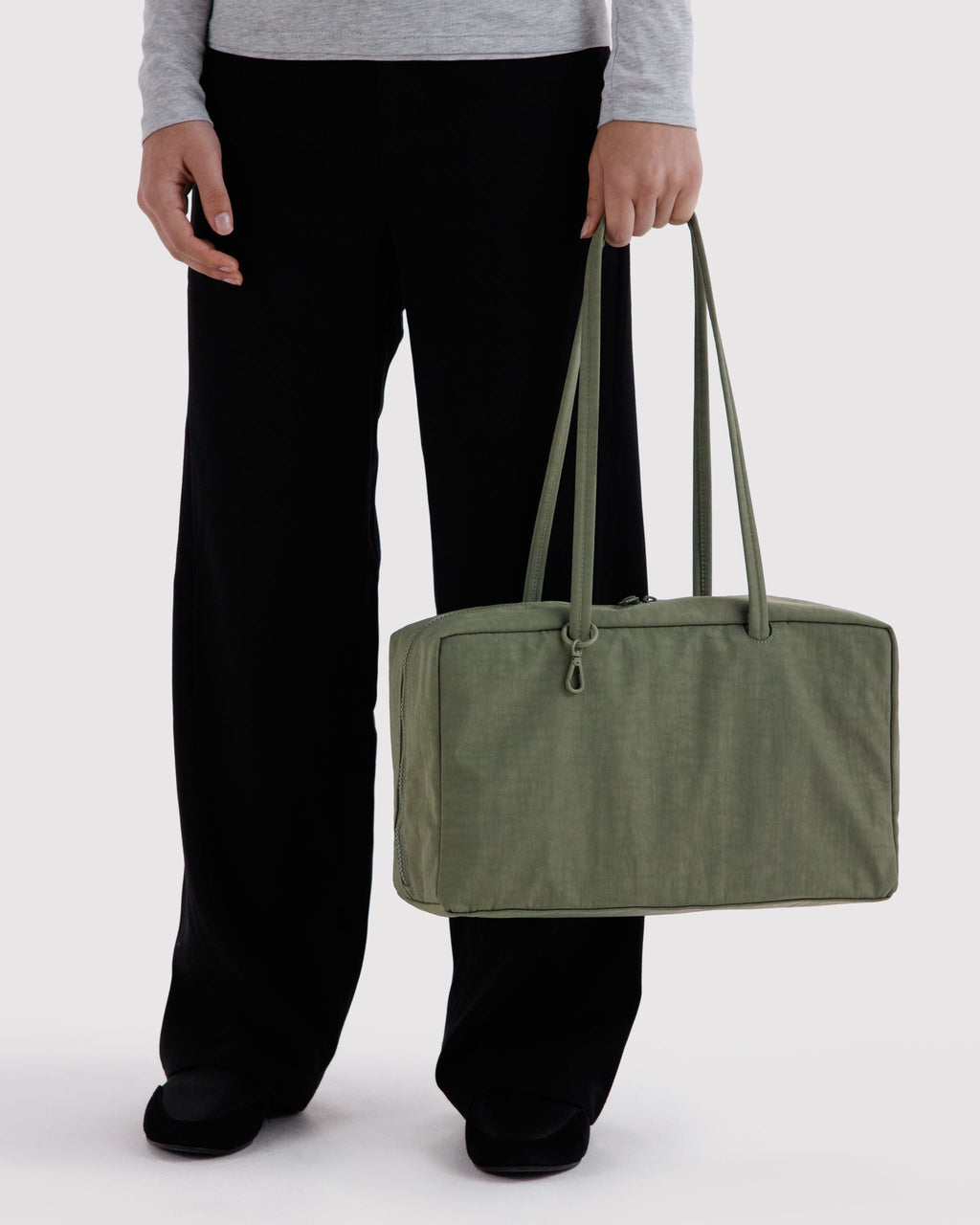 Medium Nylon Bowler Bag in Caper for Comfortable Crossbody Style