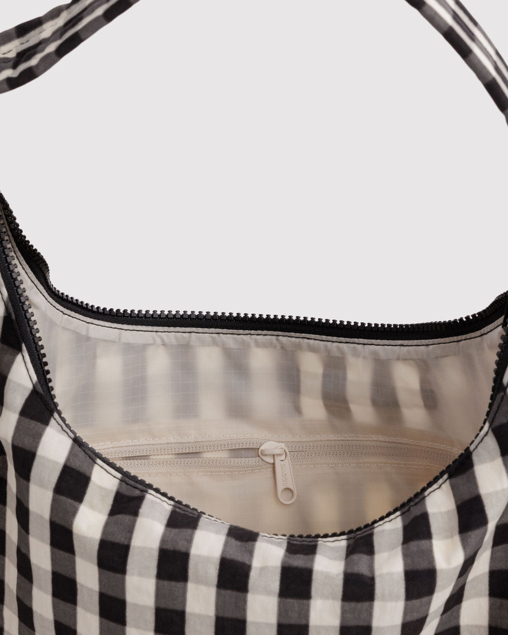 Nylon Shoulder Bag in Black and Cream Gingham - Practical Use