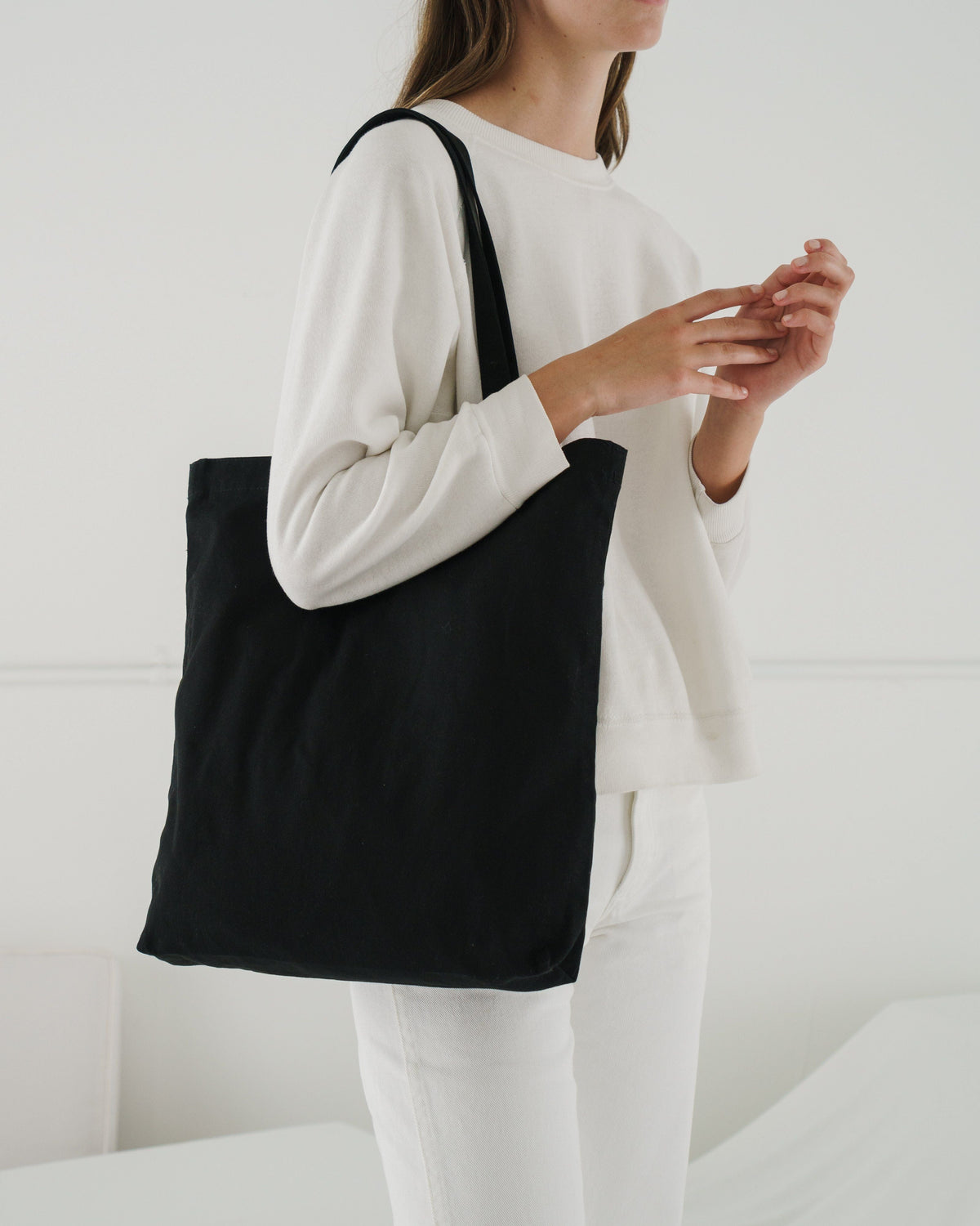 Merch Tote in Black for Spacious Casual Carry