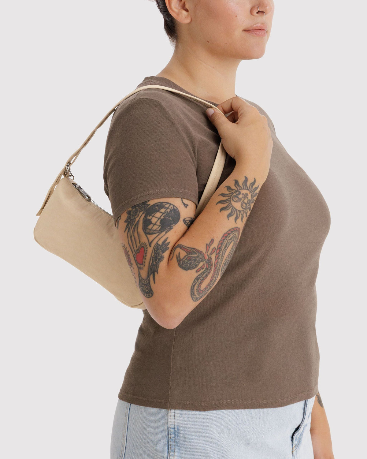 Nylon Pochette - Sale in Custard for Comfortable Crossbody Style