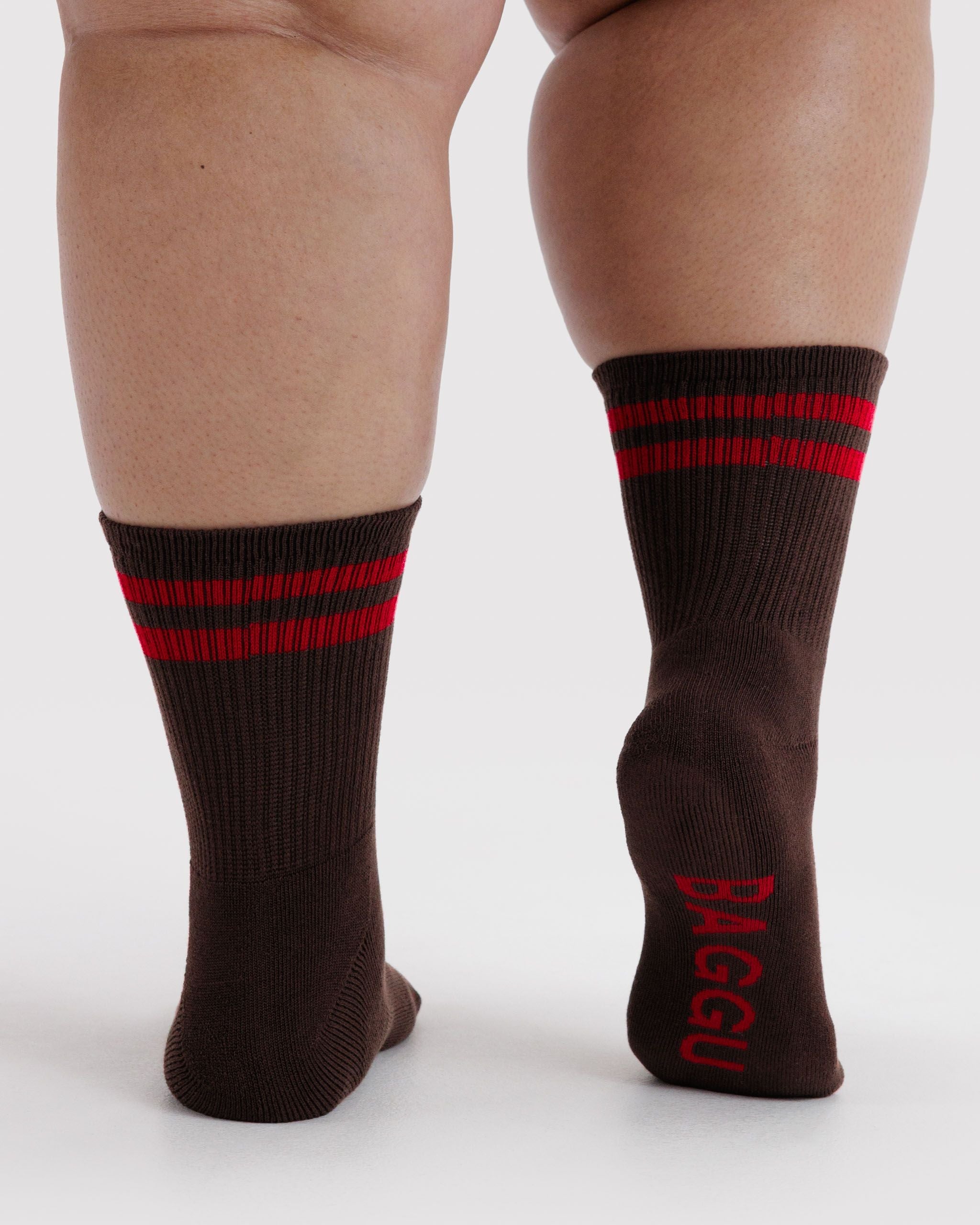 Ribbed Sock in Coffee Stripe for Colorful Everyday Comfort