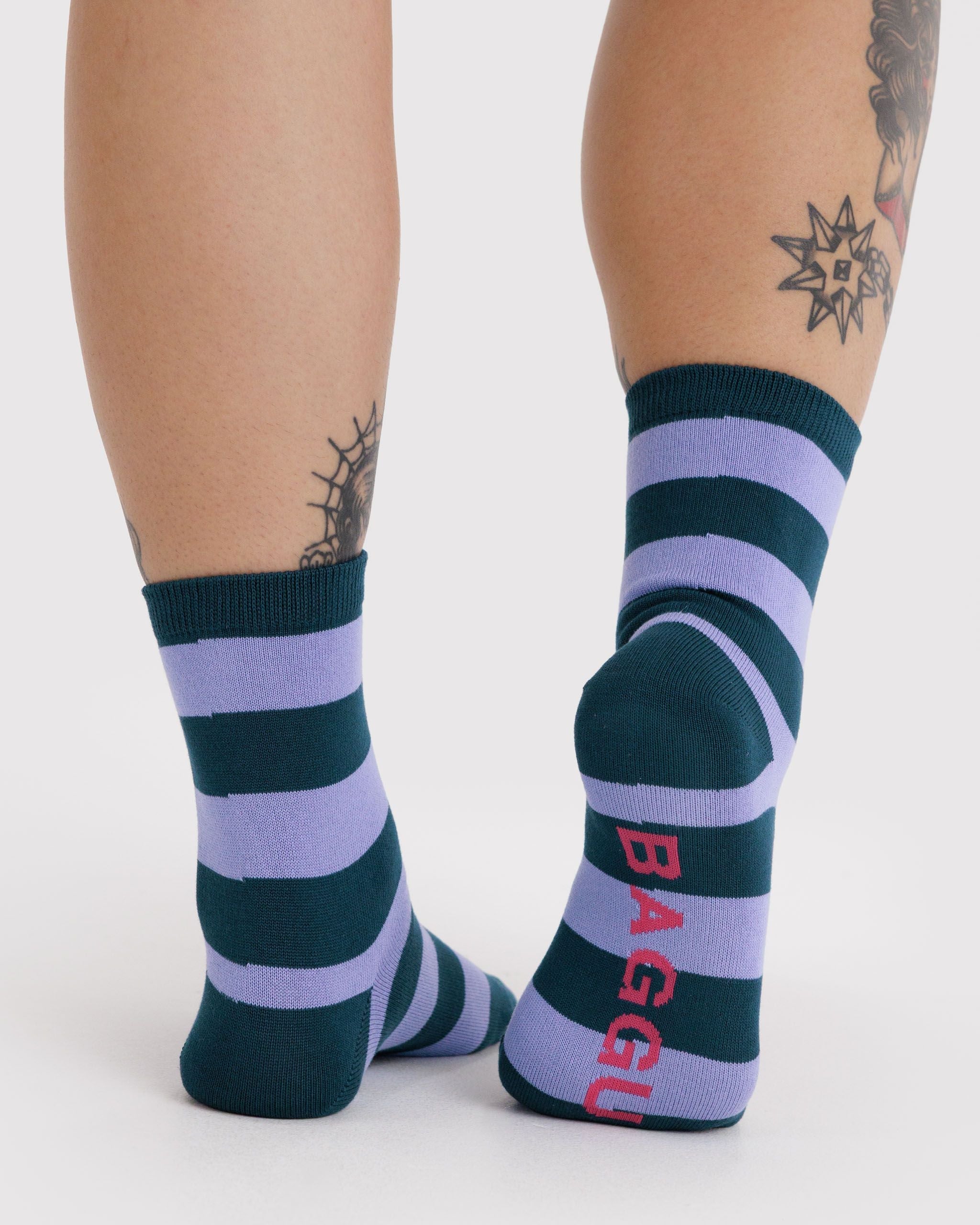 Crew Sock in Malachite Stripe for Colorful Everyday Comfort