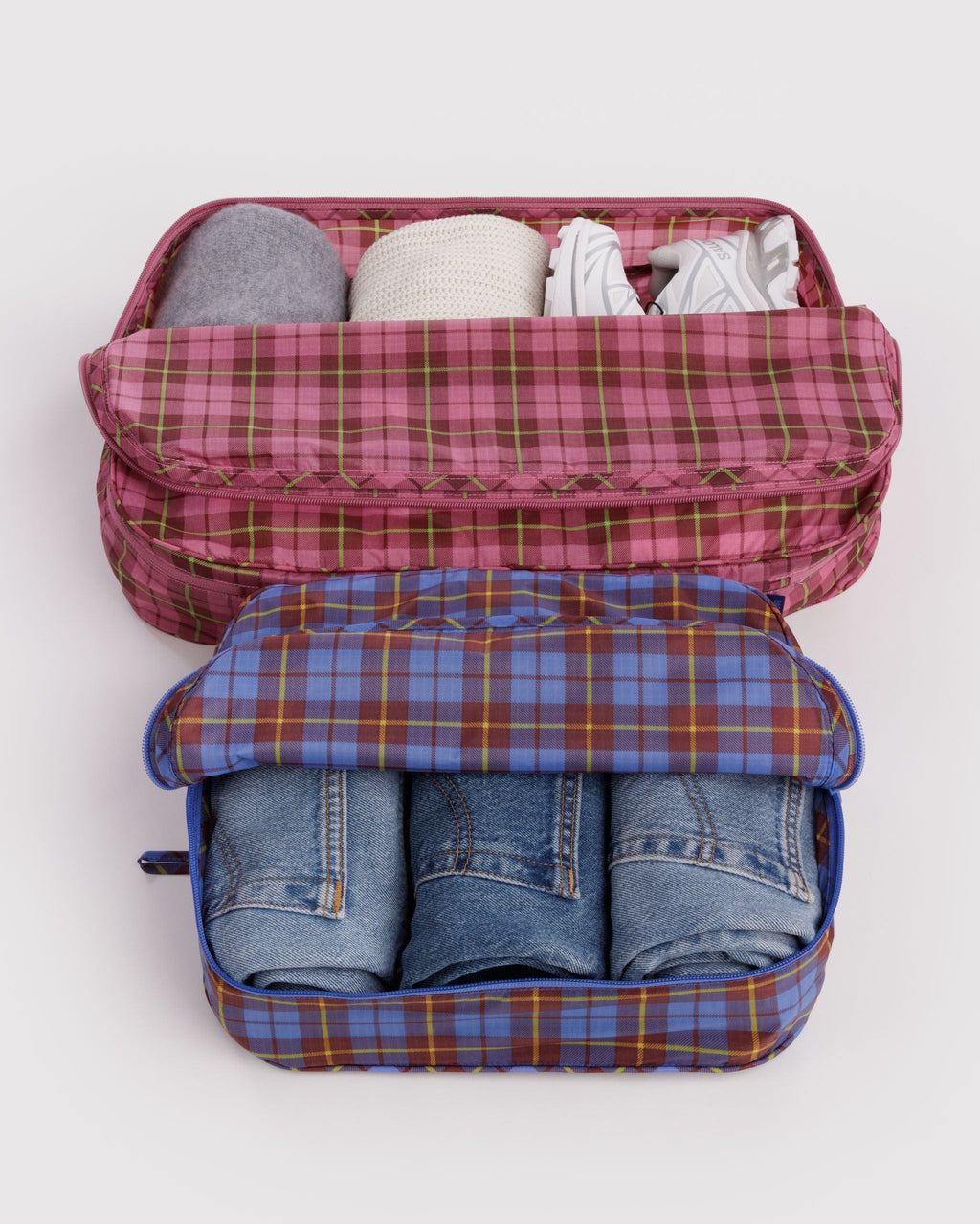 Large Packing Cube Set in Check Mix for Practical Everyday Organizer
