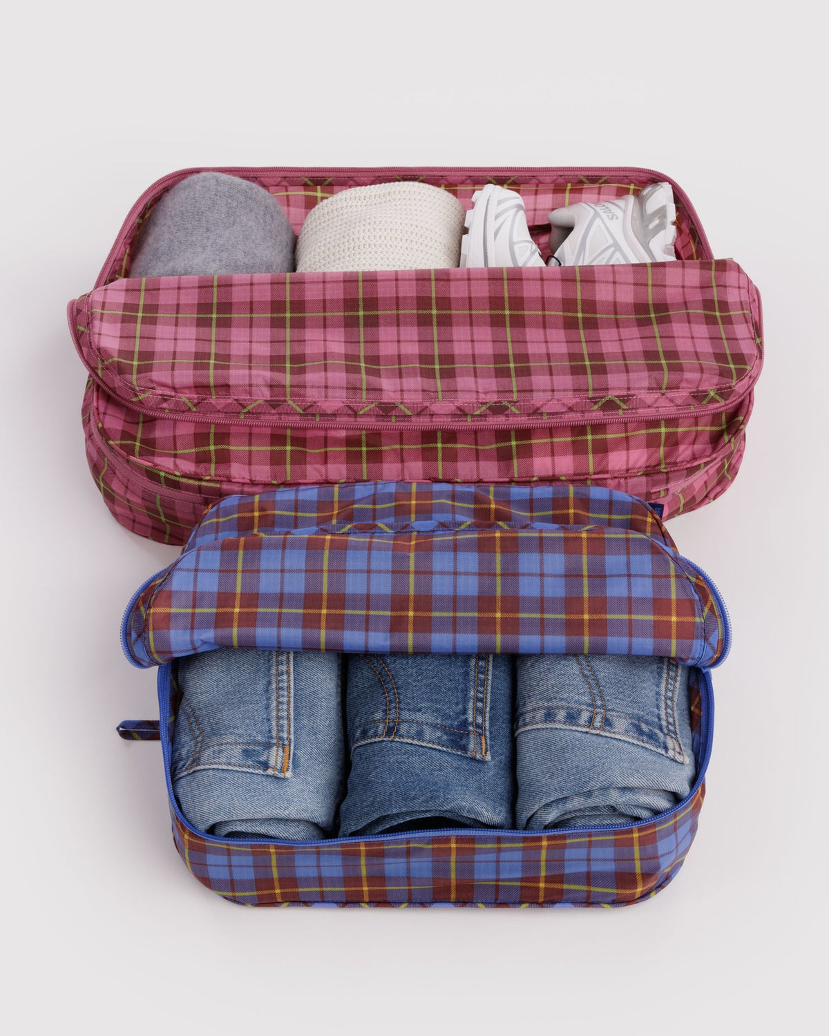 Large Packing Cube Set in Check Mix for Practical Everyday Organizer