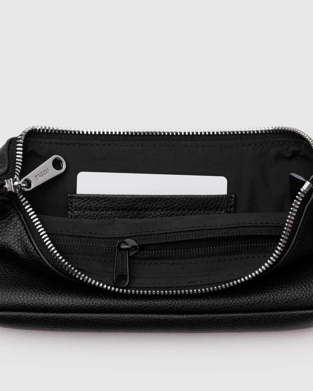 Recycled Leather Pochette in Black for Comfortable Crossbody Style
