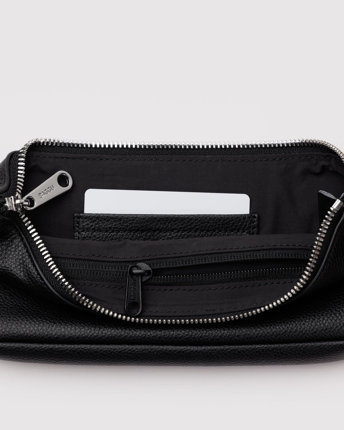 Recycled Leather Pochette in Black for Comfortable Crossbody Style