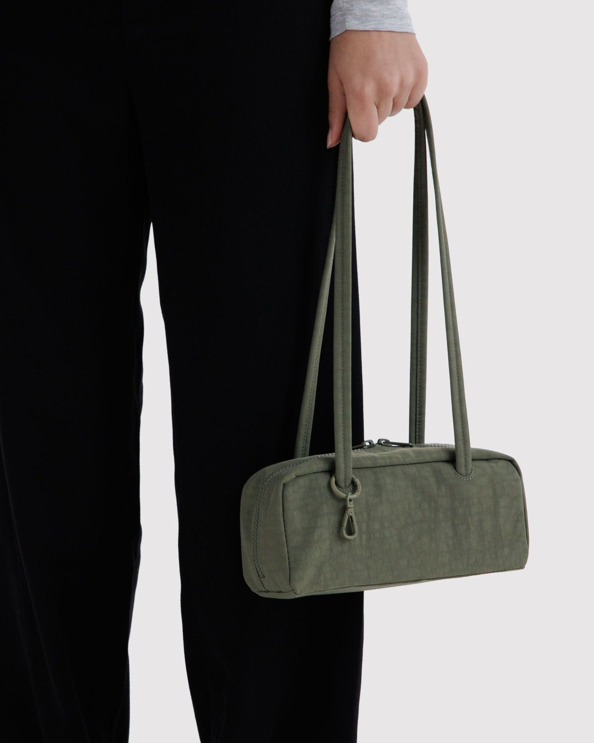 Small Nylon Bowler Bag in Caper for Comfortable Crossbody Style