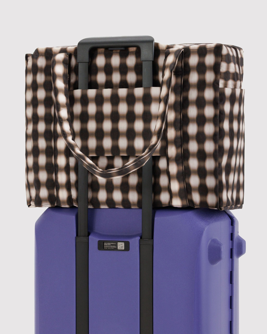 Cloud Carry-On in Blurred Gingham Brown for Flexible Weekend Travel