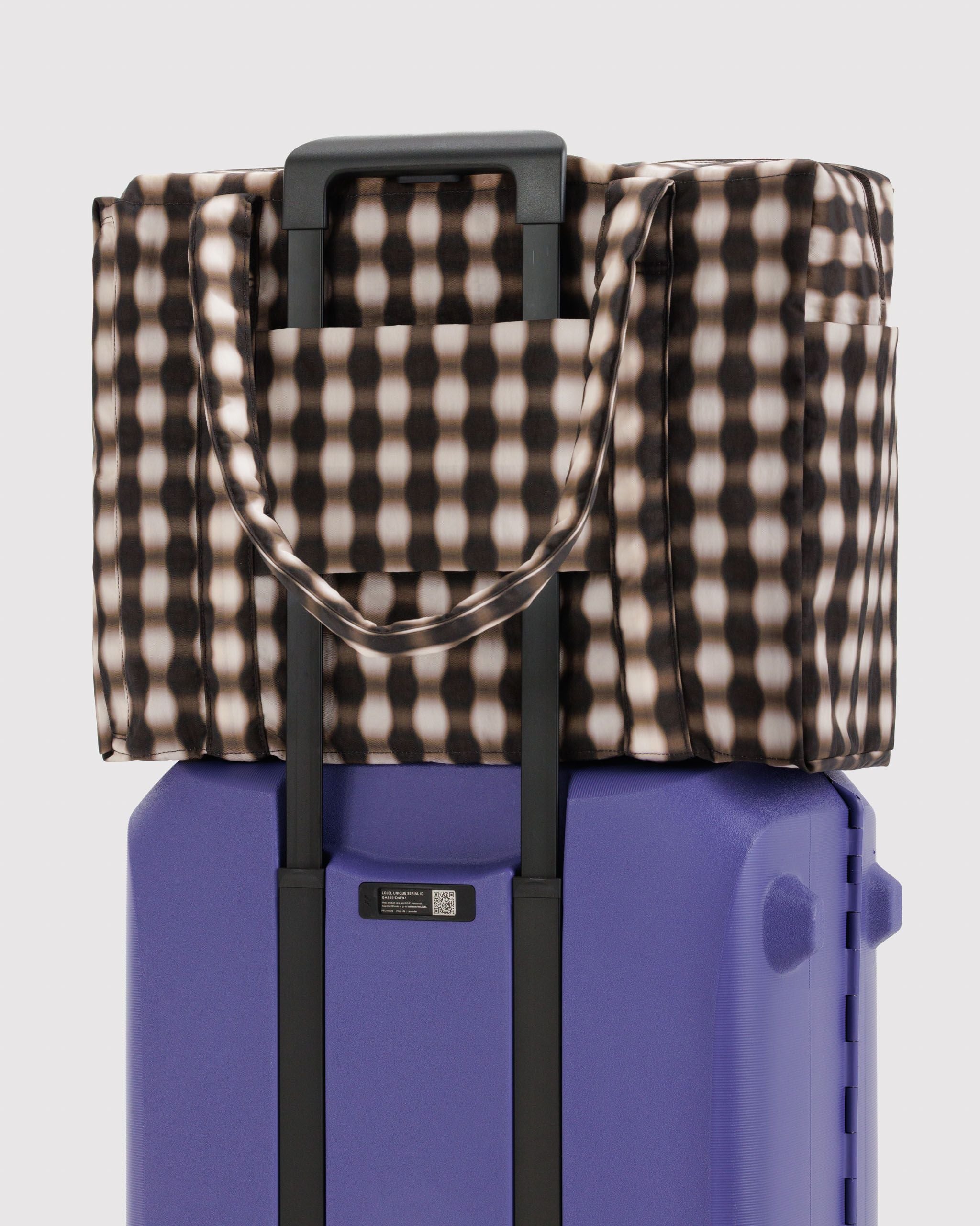 Cloud Carry-On in Blurred Gingham Brown for Flexible Weekend Travel