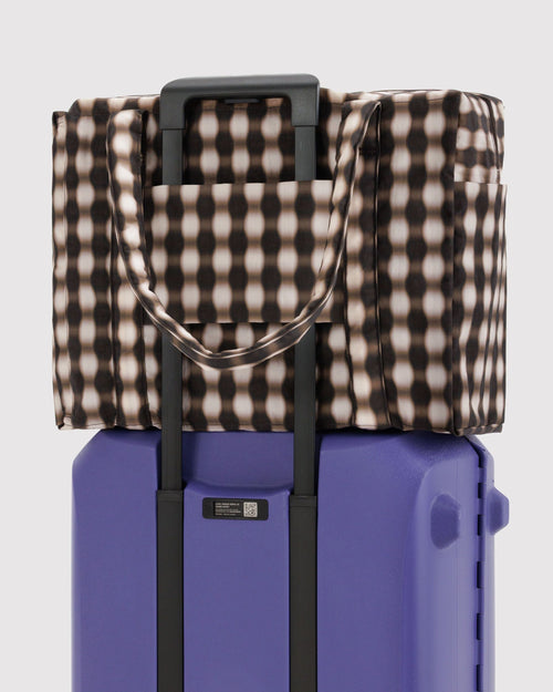 Cloud Carry-On in Blurred Gingham Brown for Flexible Weekend Travel