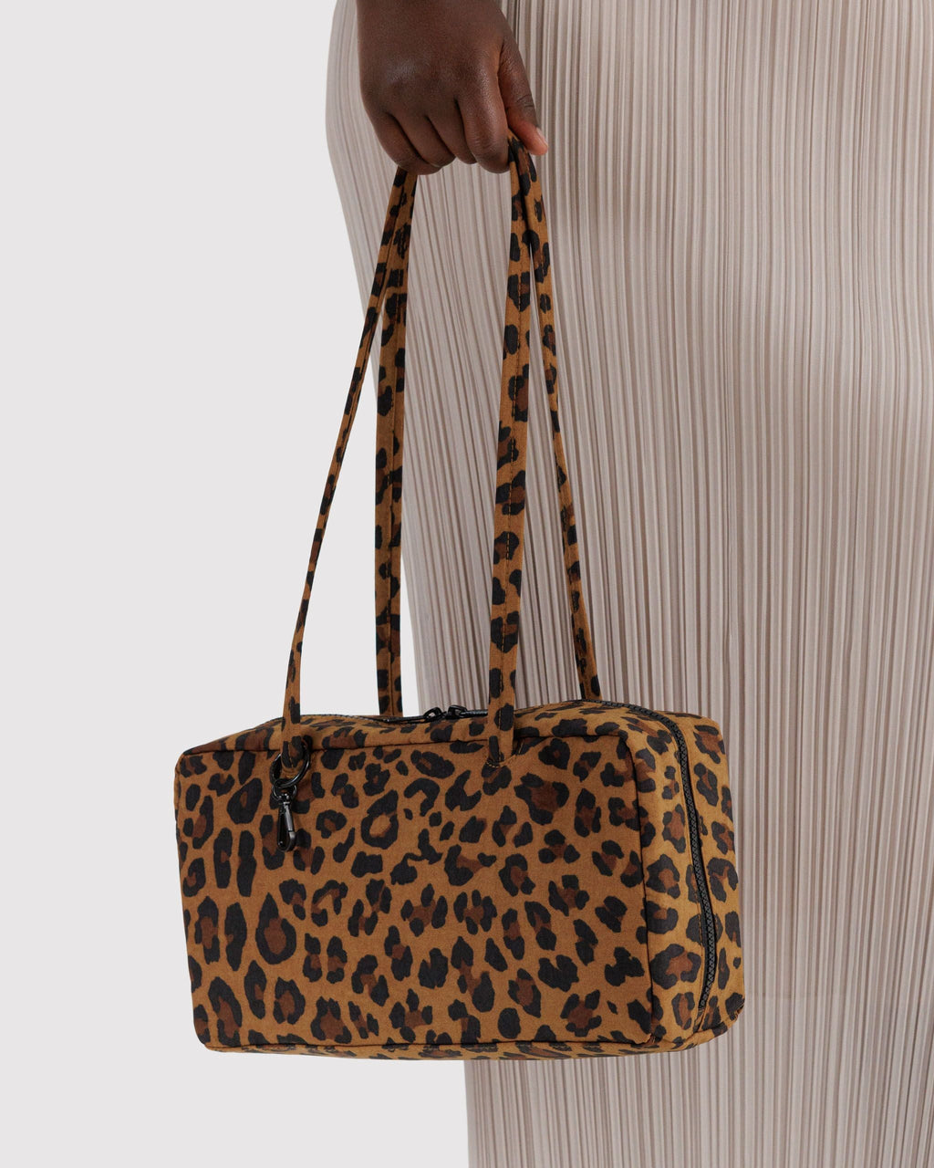 Nylon Bowler Bag in Leopard for Comfortable Crossbody Style