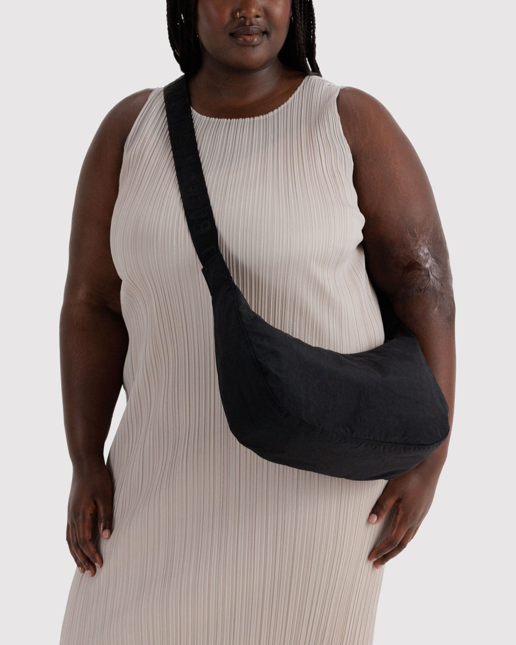 Medium Nylon Crescent Bag in Black for Comfortable Crossbody Style