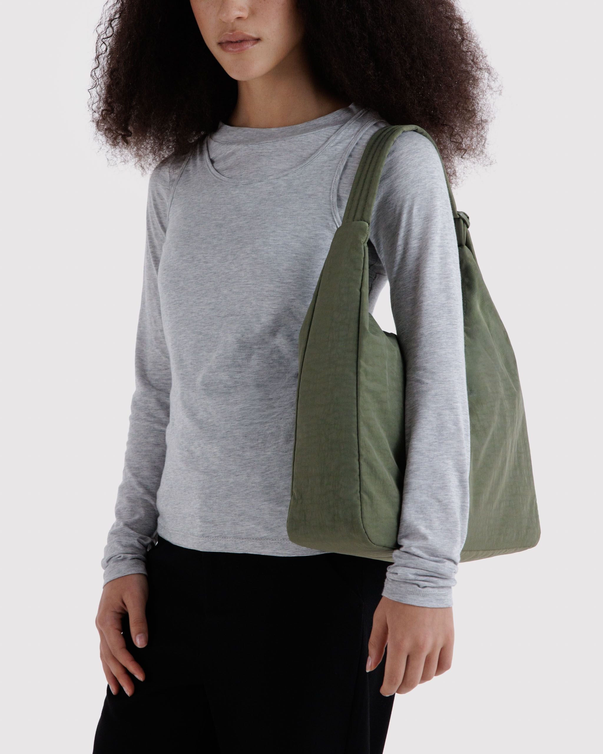 Nylon Shoulder Bag in Caper for Comfortable Crossbody Style