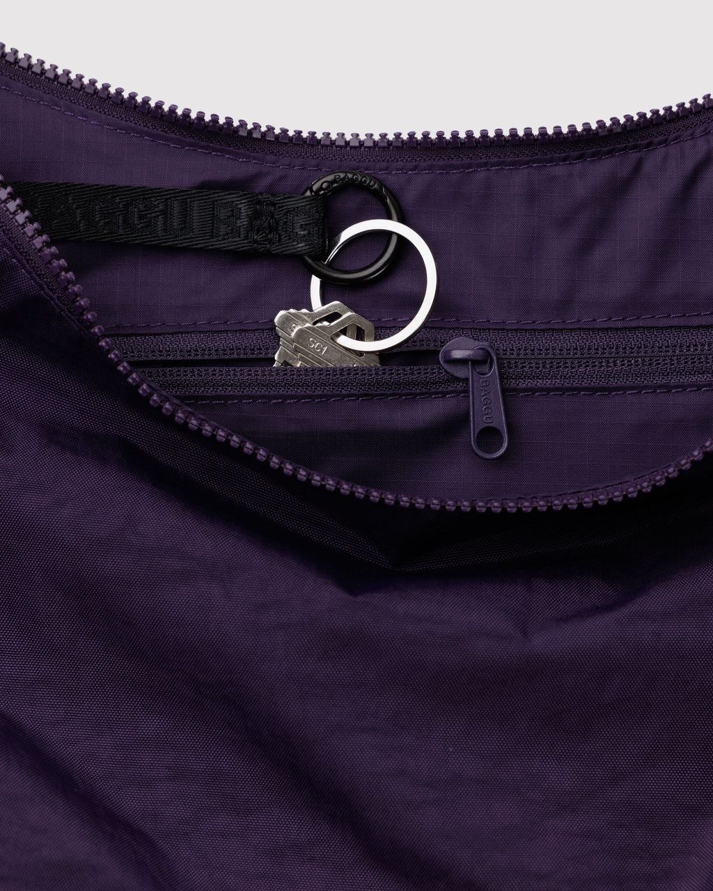 Medium Nylon Crescent Bag in Fig for Comfortable Crossbody Style