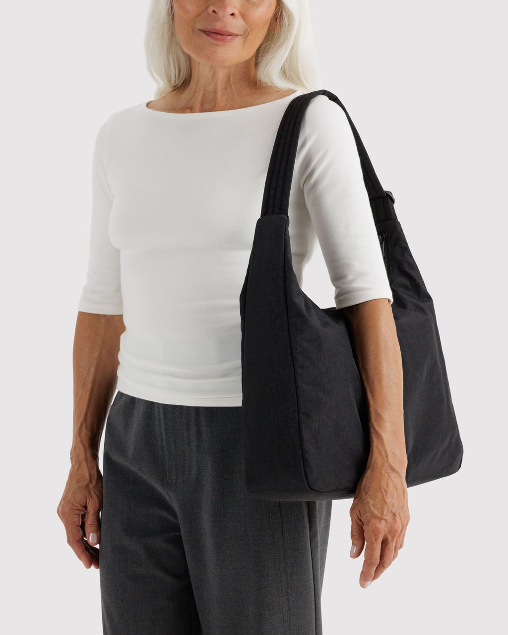 Nylon Shoulder Bag in Black for Comfortable Crossbody Style