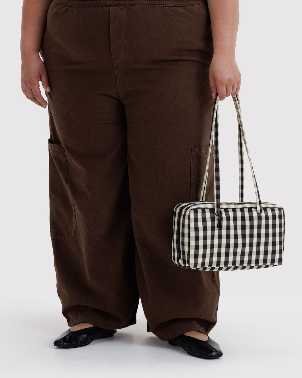 Nylon Bowler Bag in Black and Cream Gingham - Practical Use