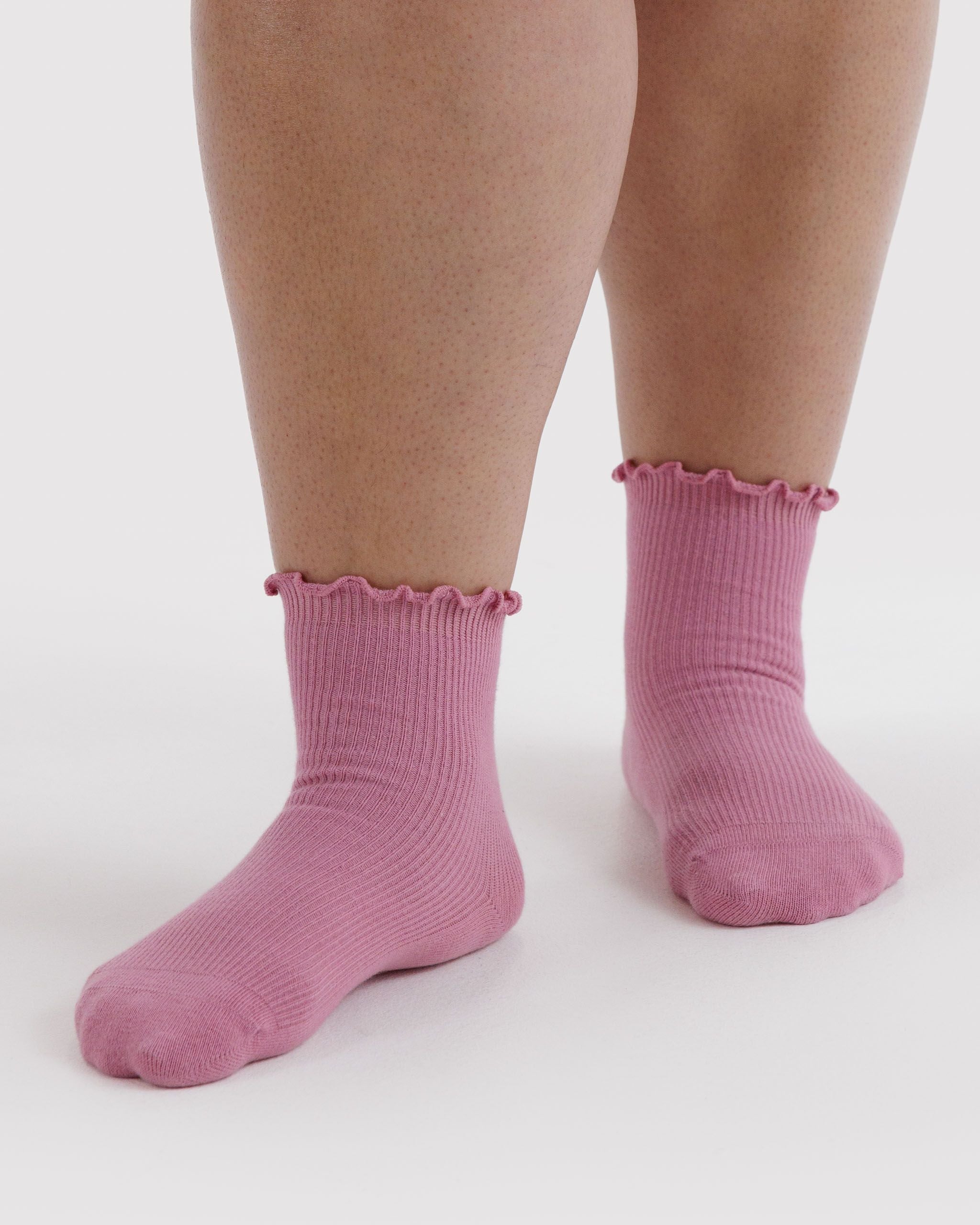 Lettuce Edge Sock Set of 2 in Wild Plum and Cherry - Practical Use